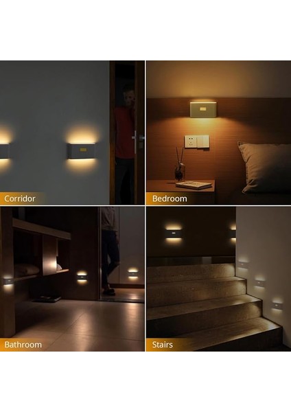 Geldi 2 Adet Sensörlü Aplik Gece Lambası Şarjlı Mıknatıslı Hero LED Beril Merdiven Koridor Aydınlatma (2) fırsatları