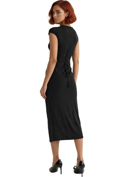 Kadın Şık Örme Sandy Dokuma Midi Elbise Gece Davetleri Mezuniyet Için A Line Kayık Yaka. Kaliteli fiyatları