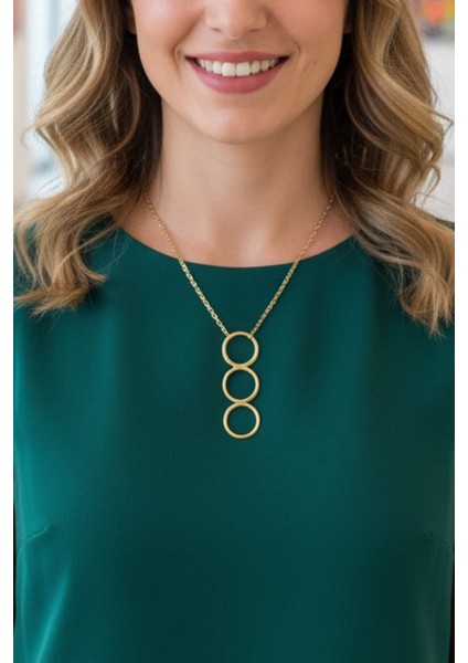 Pınkmark Kadın Gold Üçlü Halka Chokker Kolye 40CM PMKL25617 fırsatları