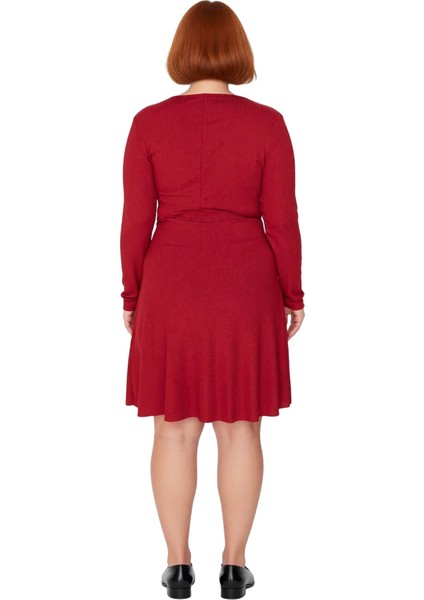 Kadın Büyük Beden V Yaka Uzun Kol Skater Örme Mini Elbise Ilkbahar Sonbahar Kombinlerinin Yıldızı fırsatları