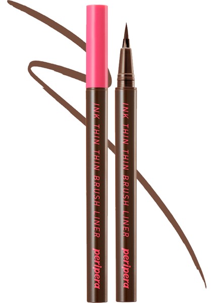 Ultra İnce, Kolay Uygulanabilen Kalem Eyeliner PERIPERA Ink Thin Thin Brush Liner (02 Brown Film)