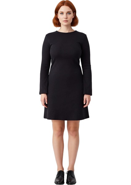 Kadınlar Için A Kesim Örme Mini Elbise Bisiklet Yaka Uzun Kollu Rahat Günlük Kış Stili Kaliteli modelleri