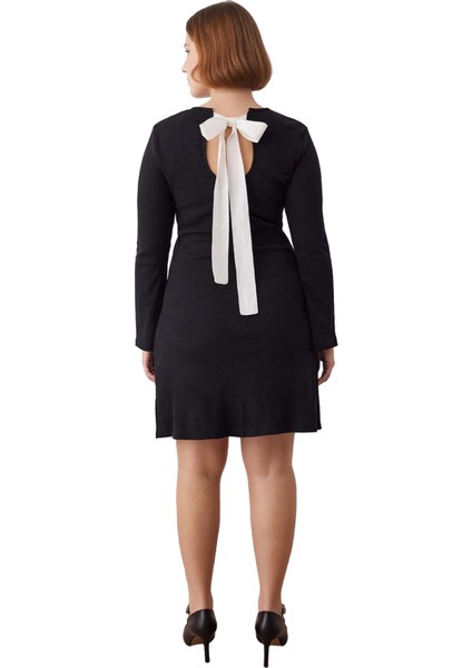 Kadınlar Için A Kesim Örme Mini Elbise Bisiklet Yaka Uzun Kollu Rahat Günlük Kış Stili Kaliteli fırsatları