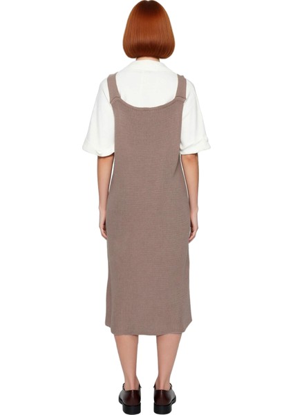 Kadın Gri Kolsuz V Yaka Jile Elbise Akrilik Midi Boy Orta Kalınlık Günlük Şıklıkta Ideal Seçim modelleri