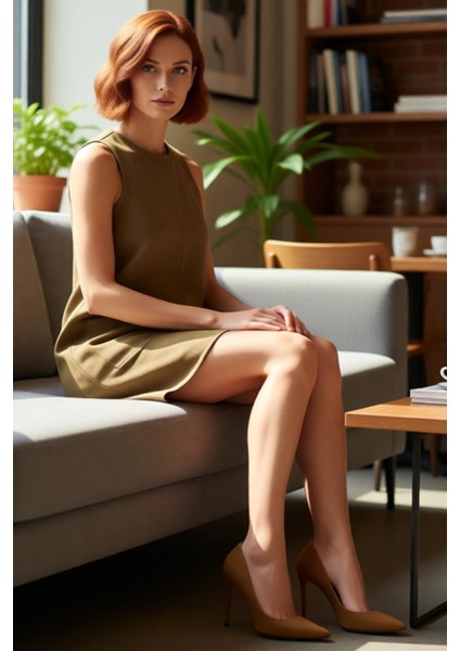 Kadın Haki Kolsuz Mini Elbise Düz Desen Cep Detaylı Shift Kalıbı Ile Casual Şıklık Sunar Kaliteli fırsatları