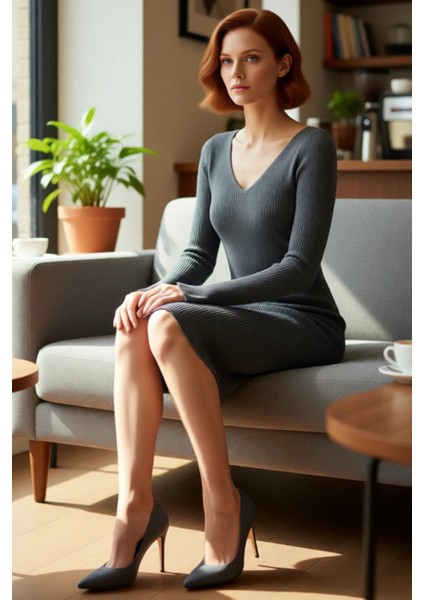 Kadın Uzun Kollu V Yaka Triko Bodycon Mini Elbise Şık Akrilik Kışlık Günlük Kombin Için Harika Seçim fırsatları