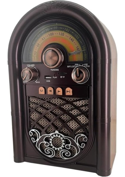Retro Radyo Taşınabilir Bluetooth Speaker ve Hoparlör Ahşap Kaplama Klasik Antika Tarzı Iç ve Dış Mekan Multiband USB Girişli Dekoratif Klasik Radyo R-1950-BTL (Koyu Kahverengi R-1950-BTL) modelleri