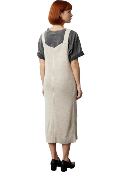 Kadınlara Özel Kolsuz Akrilik Triko Midi Jile Elbise V Yaka Düz Desen Casual Tarzınızı Tamamlar fiyatları