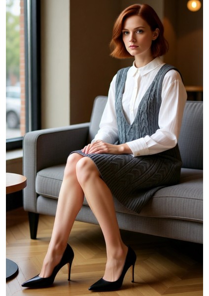 Kadın Antrasit Jile Elbise V Yaka Saç Örgü Triko Kolsuz Mini Boy Sonbahar Şıklığı Seçimi Kaliteli fırsatları