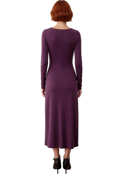 Kadın Kayık Yaka Düşük Kol Şık Düz Desen Bodycon Maxi Örme Elbise Kış Sezonu Zarafeti Sunar fiyatları