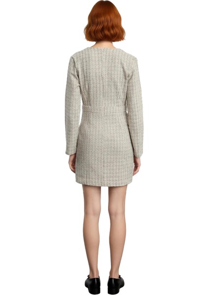 Kadınlara Özel Tüvit Dokulu Ekose Desenli Ceket Yaka Uzun Kollu %100 Pamuk Kısa Elbise Kışlık fiyatları