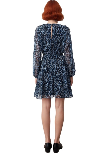 Kadınlara Özel Çiçek Desenli Şifon Dokuma Astarlı Fırfırlı Mini Skater Elbise Stili Kaliteli fiyatları