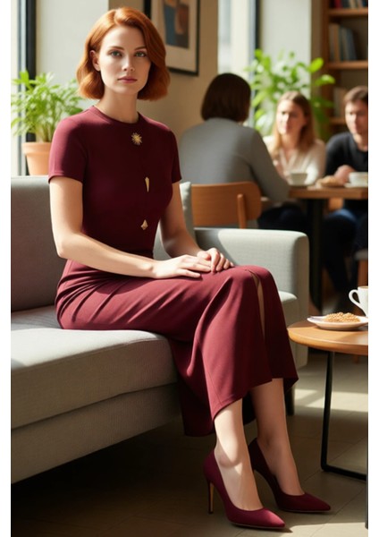 Kadın Kısa Kollu Düz Desen Bodycon Elbise Bisiklet Yaka Ottoman Örme Midi Boy Günlük Stile Uygun fırsatları