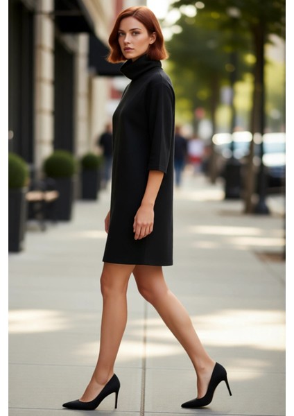 Kadın Casual Örme Selanik Mini Elbise Balıkçı Yaka Düşük Truvakar Kol Kış Şıklığı Için Rahat ve fırsatları