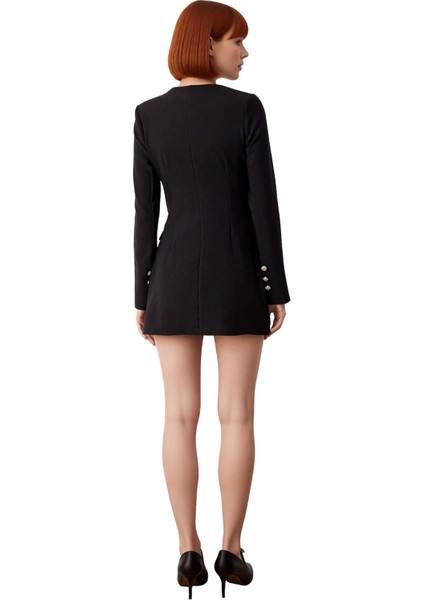 Kadın Kruvaze Yaka Uzun Kollu Dokuma Ceket Elbise Modern Şık Tasarım Kısa Boy Gündüz Gece Kaliteli fiyatları