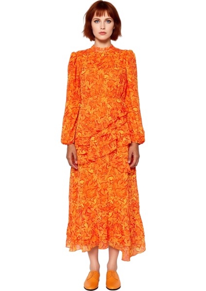 Kadın Zarif Ramadan Koleksiyonu Balon Kol Maxi Boy Çiçekli Astarlı Dokuma Şifon Elbise Kaliteli fiyatları