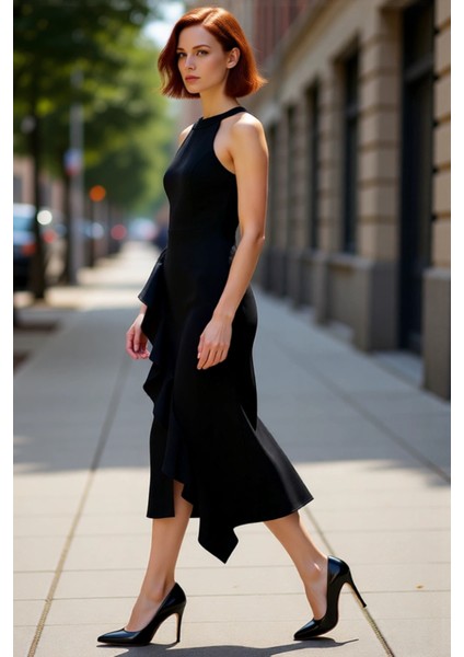 Kadın Polyester Karışımlı Siyah Astarlı Vücudu Saran Balık Siluet Abiye Elbise Her Mevsim Kaliteli fırsatları