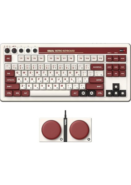Retro Mekanik Klavye, Bluetooth/2.4g/usb-C Hot Swappable Oyun Klavyesi, 87 Tuşlu, Windows ve Android Için Çift Süper Programlanabilir Düğme - Fami Edition - Qwerty Ingilizce Klavye