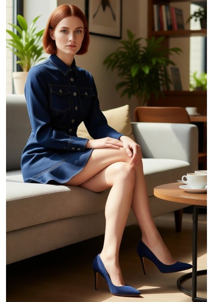 Kadın %100 Pamuk Dokuma Gömlek Yaka Uzun Kol Düğmeli Fırfırlı Mini Elbise Yaz Stili