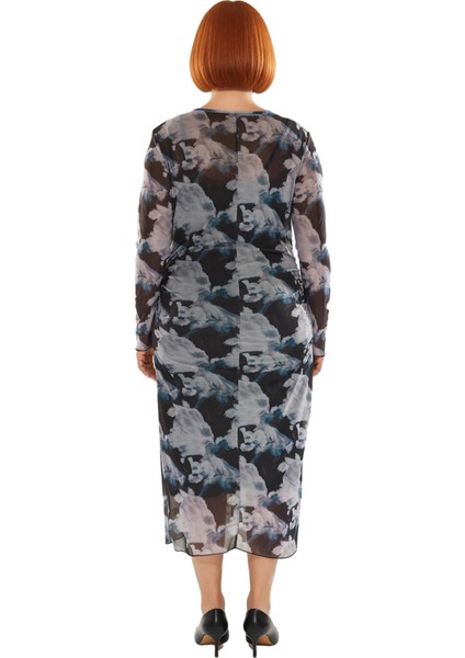 Kadınlara Özel Bodycon Midi Elbise Tül Örme Kumaş Uzun Kollu Ilkbahar Sonbahar Giy Çık Şıklığı modelleri