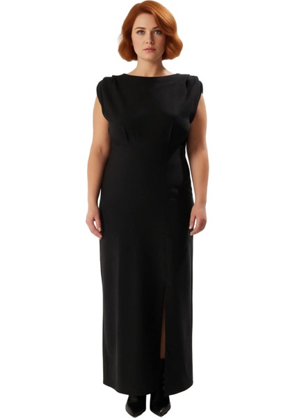 Kadın Büyük Beden Kolsuz Yırtmaçlı Maxi Dokuma Abiye Elbise Özel Günler Için Şık Tasarım Kaliteli modelleri