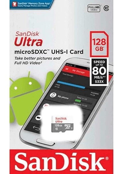 128GB Ultra Uhs-I Class 10 Microsdxc Hafıza Kartı, 80MB/SN'E Kadar - SDSQUNS-128G-GN6MN fiyatları