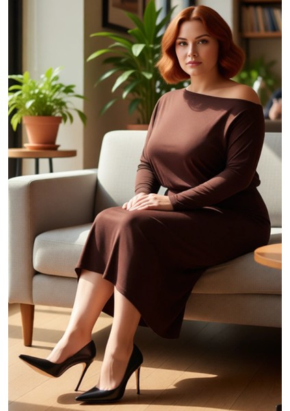 Kadınlar Için Bodycon Kalıp Asimetrik Yaka Uzun Kol Düz Örme Midi Maxi Elbise Kış Şıklığı ve Konforu fiyatları