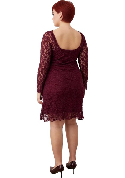 Modern Kadın A Kesim Düz Desen Dantel Örme Mini Elbise Uzun Kollu Kayık Yaka ile Şık Görünüm modelleri