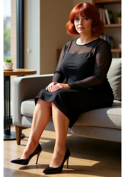 Şık Kadın Bodycon Kesim Midi Boy Elbise Uzun Kollu Tül Dokulu Örme Kumaş Günlük Kullanım Kaliteli fırsatları