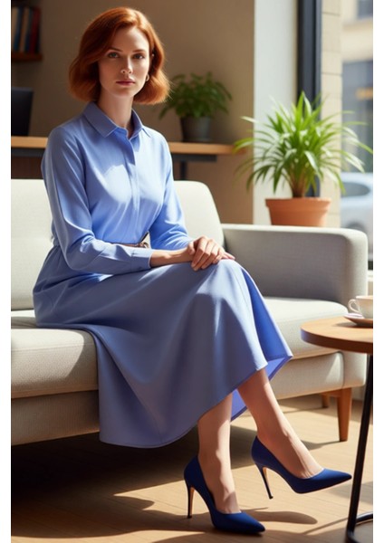 Kadın Tesettür Giyim Için Düz Desen Gömlek Yaka Uzun Kol A Kesim Maxi Elbise Rahat Şık Kaliteli fırsatları