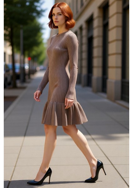 Kadınlar Için Bordo A Kesim Triko Elbise Mini Boy Uzun Standart Kol Kışlık Gündüz Gece Kombin modelleri