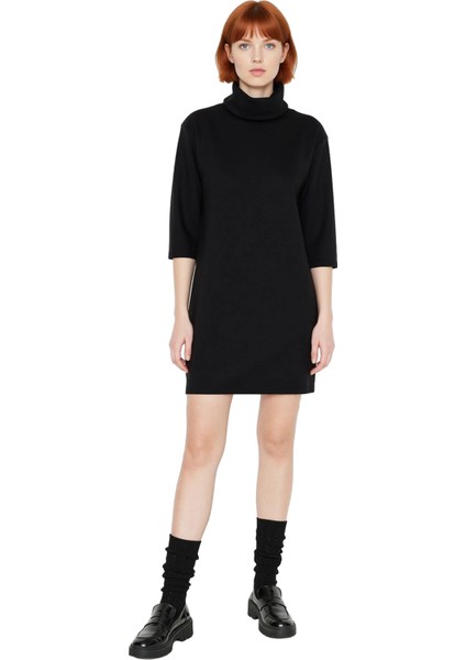 Kadın Casual Örme Selanik Mini Elbise Balıkçı Yaka Düşük Truvakar Kol Kış Şıklığı Için Rahat ve fiyatları