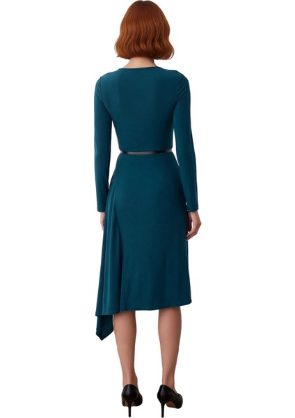 Zarif Kadın Maxi Boy A Line Kemerli Standart Kollu Düz Örme Elbise Gündüz ve Gece Şıklığı Kaliteli fiyatları