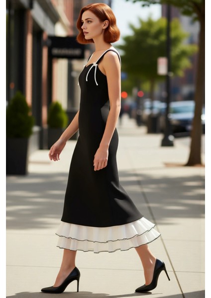 Kadın Zarif Balık Siluet Ince Askılı Fiyonklu Kalp Yaka Maxi Abiye Elbise Özel Davetler ve Partiler modelleri