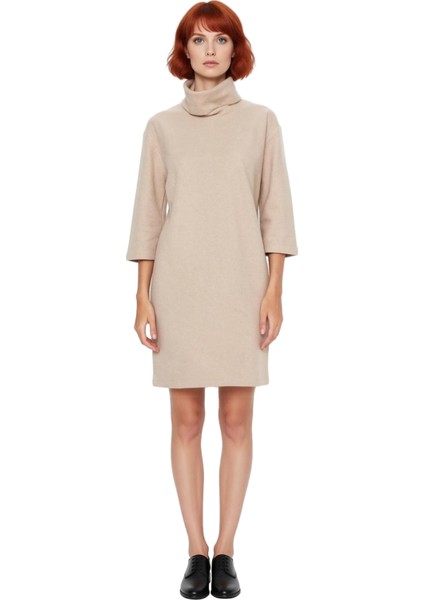 Kadın Casual Örme Selanik Mini Elbise Balıkçı Yaka Düşük Truvakar Kol Kış Şıklığı Için Rahat ve fiyatları