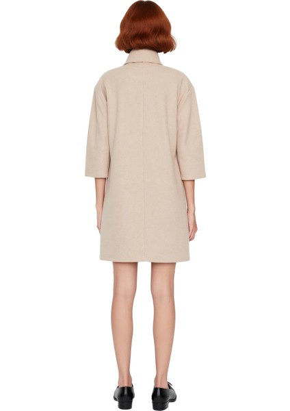 Kadın Casual Örme Selanik Mini Elbise Balıkçı Yaka Düşük Truvakar Kol Kış Şıklığı Için Rahat ve modelleri