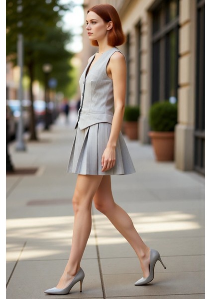 Zarif Kadın Skater Dokuma Mini Elbise Kolsuz V Yaka Çizgili Deseniyle Günlük Şıklık Sunar Kaliteli modelleri