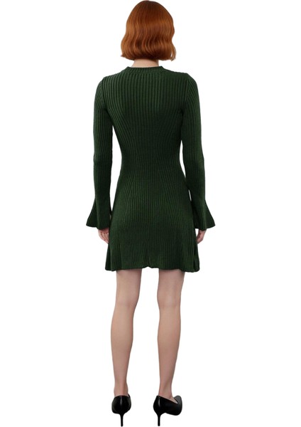 Kadın Gri Düz Desen A Line Siluet Akrilik Triko Elbise Uzun Kollu Bisiklet Yaka Günlük Şıklık fiyatları