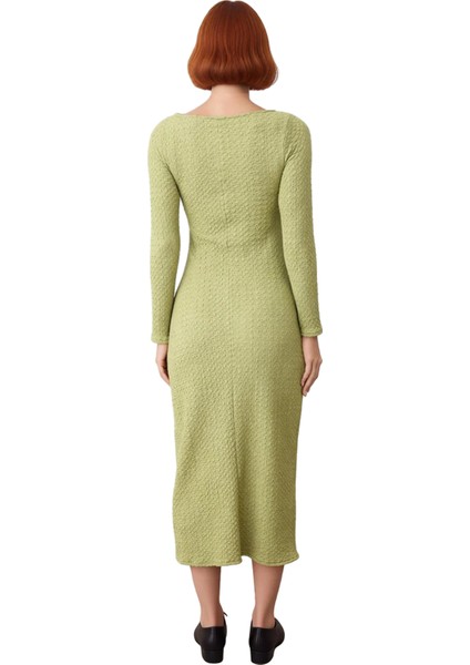 Kadın Örme Maxi Elbise Bodycon Kalıp Uzun Kollu Kayık Yaka Sırt Dekolteli Günlük Şık Giyim fiyatları