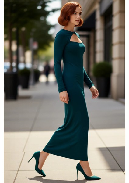 Kış Sezonu Kadın Bodycon Maxi Elbise Uzun Kollu Cut Out Detaylı Şık Gece Davetleri Için Kaliteli fırsatları