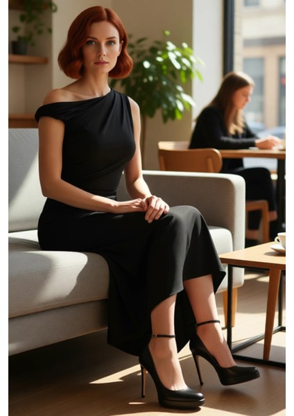 Kadın Fashion Forward Asimetrik Yaka Kolsuz Maxi Abiye Elbise Özel Günler Için Zarif Seçim