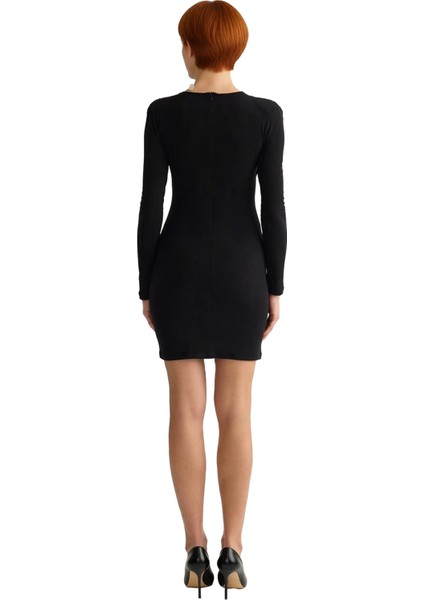 Kadın Vücudu Saran V Yaka Uzun Kollu Örme Mini Elbise Sonbahar Kış Şık Etkinlikler Için Mükemmel modelleri