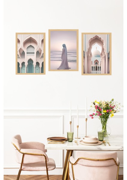 🌸 Modern Islami Mimari ve Huzur Temalı 3’lü Tablo Seti – Çerçeve Görünümlü 🌸🌟 CRVS1210 13 x 17 fırsatları