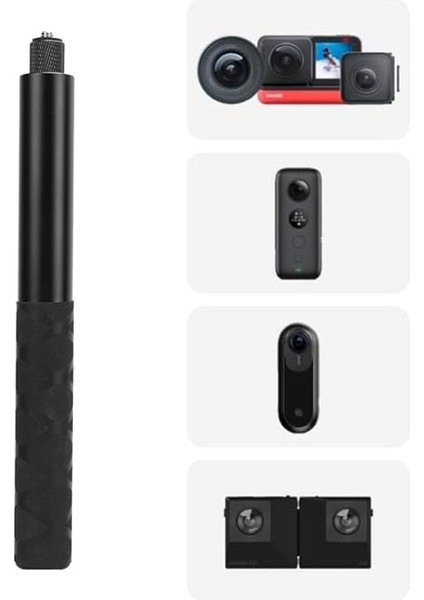 114CM Görünmez Selfie Çubuğu, INSTA360 X3, X2, X4, X5, One Rs, Go 3, One, One X, Evo ile Uyumlu, 180 gr Alüminyum Katlanabilir Uzatma Çubuğu, 1/4” Vidalı Bağlantı, 360° Görünmez Çekim, Siyah indirimleri