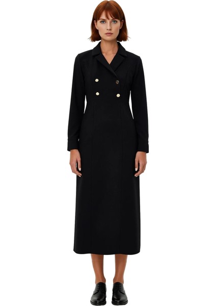 Kadın Kruvaze Kesim Ceket Yaka Maxi Dokuma Elbise Şık ve Konforlu Günlük Ofis Kombinleri Için fiyatları