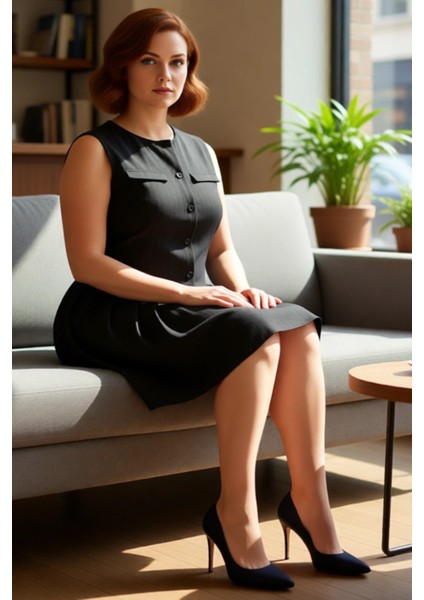 Kadın Smart Office Dokuma Jile Elbise Çizgili Kolsuz Mini Kesim Ilkbahar Sonbahar Için Kaliteli