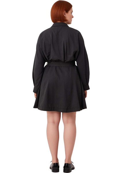 Kadın Büyük Beden Uzun Kol Mini Dokuma Gömlek Elbise Düz Desen Kış Günleri Için Konforlu Seçim modelleri