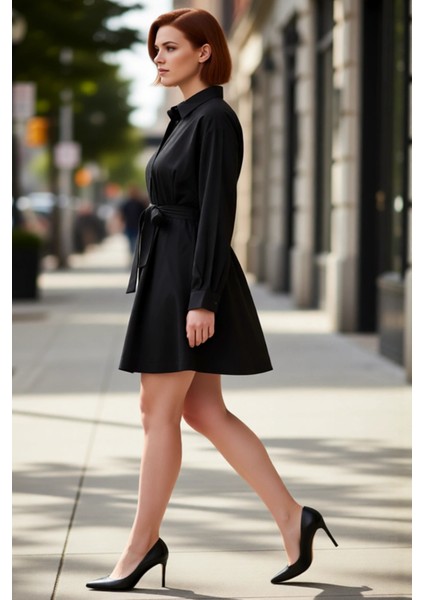 Kadın Büyük Beden Uzun Kol Mini Dokuma Gömlek Elbise Düz Desen Kış Günleri Için Konforlu Seçim fırsatları