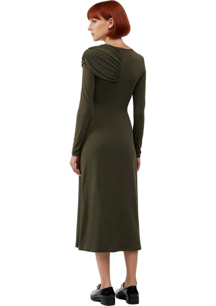 Kadın Uzun Kollu Asimetrik Yaka Bodycon Kesim Örme Maxi Elbise Mezuniyet Balo Şıklığı Için fiyatları