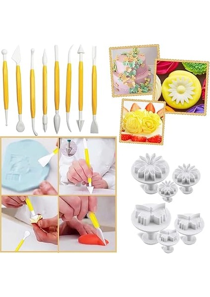 Wjmy Fondan Kalıp Pişirme Kalıbı Kendin Yap 84 Parça Harfler, Sayılar, Gül Çiçek Kalıpları Seti Aletler Için Ejektör Damga Modelleme Aleti ve Pasta Dekorasyonu Için Aksesuar modelleri